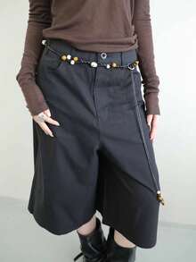 1 pieza Material PU Primavera/Verano Cuerda de Cintura Envolvente con Elementos de Playa Estilo Bohemio con Cuentas - Negro - Ver 3