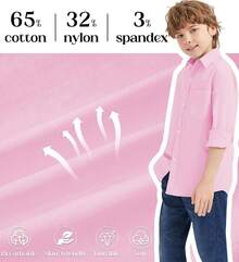 9 Month-16Y Boys' Long Sleeve Button Down Toddler Dress Shirt Oxford Uniform Shirt With Chest Pocket - P-boy 連身裙-紫色 - 查看 10