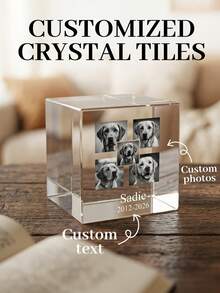 Multi-Image Pet Crystal Carved Decoration, Dog Cat Multi-Image Memorial Crystal, Pet Owner, Pet Lover, Mourner, Gift Buyer, Pet Memory, Gift Giving, Pet Memorial Day, Pet Anniversary - 5 Photos - View 9