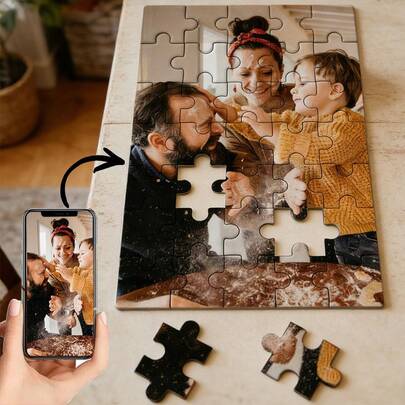 1 Piece, Personalized Wooden Puzzle, Personalized Photo Portrait Puzzle, Birthday Gift, Personalized Puzzle Souvenir For Special Occasions, Couple Portrait Puzzle, Travel Memory Photo Puzzle, Anniversary Customized Photo