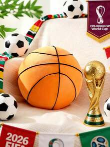 1 Peça Almofada Decorativa Redonda de Futebol/Basquete Pelúcia, Almofada de Sofá da Copa do Mundo 2026, Decoração para Sala de Estar, Quarto, Casa, Festa, Casamento - Basquete laranja - Visão 7