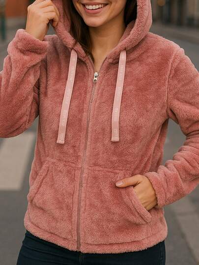 HPC POLO SUDADERA PARA MUJER PELUCHE DAMA CASUAL HOODIE CON CIERRE Y GORRO AFELPADO COMODO, LIGERO, CASUAL, PELUCHE