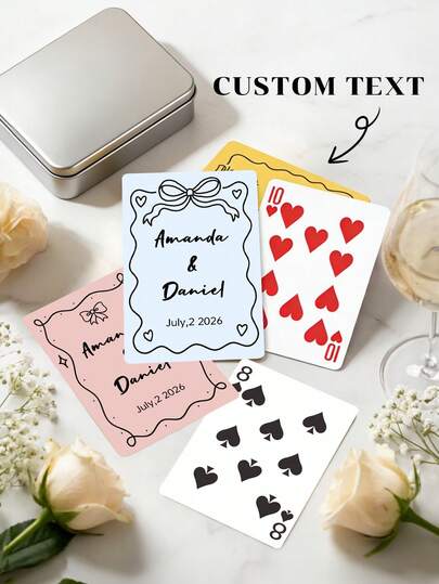 Personalisiertes Hochzeitsgästebuch-Alternative, anpassbarer Text, personalisierte Hochzeitsspielkarten, personalisiertes Hochzeitskartendeck, individuell bedrucktes Andenken, Bridal-Shower Gastgeschenk