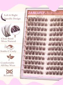 Brown Natural Fluffy Lash Clusters, Anime Lash Clusters, Pointed Lash Extensions, C-Curl Single Lash Extensions, Pointed Single Lash Extensions, 10-16mm Pre-Fanned Lash Clusters, DIY Lash Kit 144pcs - D - View 7