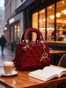 New Small And Exquisite Premium Dafei Women's Handbag, Fashionable And Lightweight, Hot-Selling New Style, Diamond-Embroidered Bag, Handheld Shoulder Crossbody Bag, Suitable For Spring And Summer Vacation Travel, Campus Life, Daily Commuting, Christmas Gifts, Parties, And Bridal Bags. - Burgundy - View 2