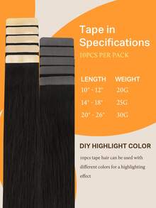 DOORES 10 piezas de extensiones de cabello con cinta recta, 100% cabello humano Remy para salón, sedoso y sin costuras, invisible, negro azabache, 25g 10-26 pulgadas, extensión de cinta invisible con piel sintética, para mujer con cabello fino, agrega volumen y longitud con un aspecto natural, fácil de aplicar, perfecto para graduación, aniversario y peinados festivos - S1 - Ver 4