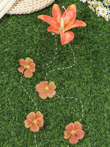 1个女士夏威夷花朵发夹，人造流苏花朵发饰，适合海滩度假、夏威夷婚礼新娘发型、发爪、发夹、发卡、发卡 - 彩色 - 查看 7