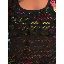 Black Mesh Floral Tankini Swimsuit For Women, Tropical Print Two Piece Bathing Suit, Boyshort Bottoms, Tummy Control Swimwear, Summer Beach Pool - 多色107 - 查看 3