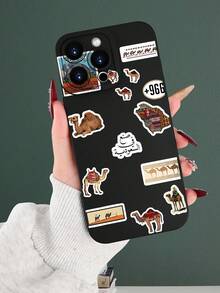 一款印有中东国旗和动物元素图案的柔软、防水、耐用手机壳：时尚、个性化、触感顺滑，并能保护摄像头。是送给自己、家人、同事、爱人在圣诞节、新年等重要节日里的完美礼物。适用于苹果 17、16、15、14、13、12、11 Pro/Pro Max/Plus 和三星 Galaxy 系列手机。 - 黑色 - 查看 3