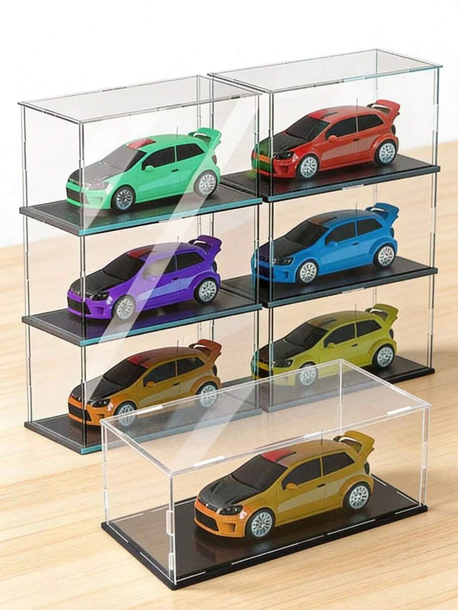 1套亚克力展示盒,组装透明盒,可替代玻璃盒,用于展示收藏品、手办和玩具家居收纳(图片中所示的文具产品不包含在内) - 白色 - 查看 1