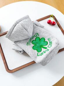 PETCIRCLE 1pc Pet Clothes, Dog/Cat Apparel, European & Korean Style Small Pet Hoodie Sweatshirt - Grey - View 5