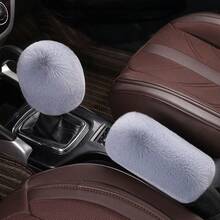 2pcs Plush Handbrake Cover And Gear Shift Knob Cover, Soft Faux Fur, Fits Manual Transmission, Universal Car Accessories - Plush - View 4