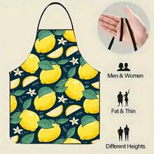 1pc Cartoon Avocado Pattern Apron, With Dancing Avocado Character, "Hello" And "Avocado Time" Dialogue Box, Cool Text, And Cute Green Avocado Illustration, Suitable For Kitchen Cooking And Baking - D - View 4