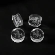 2个白色章鱼造型洁净玻璃双喇叭耳塞耳廓扩张器耳扩重量夏季身体穿刺饰品女士/圣帕特里克节女士耳环新款饰品礼品 - 玻璃-2 - 查看 4