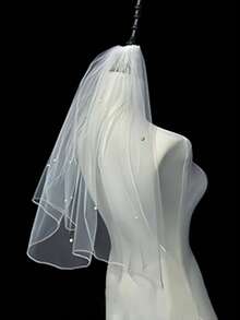 Single Layer Lace Trim Bridal Veil, Minimalist Design Simple Wedding Dress, Light White Headpiece, Minimalist Style Veil - Multicolor - View 4