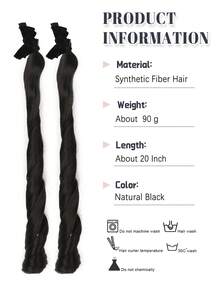 精灵耳朵编织假发配蝴蝶结发夹，双马尾发夹，刘海发夹，洛丽塔风格，合成假发发夹 - 彩色 - 查看 6