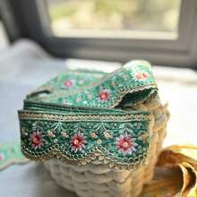 1/5 Yard Multi-Color Floral Embroidered Sequin Lace Trim - Suitable For DIY Hat Bands, Ties, Curtain Decorations And Other Sewing Projects, Crafts, Home Decor, Fashion Design, Chinese Style And Christmas Gift Packaging, DIY Clothing And Beginner Sewing - Multicolor - View 15