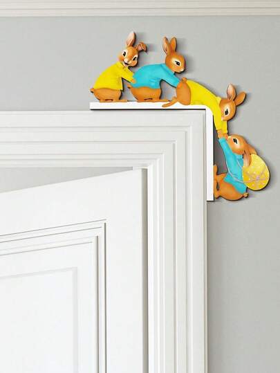 2/1pc Easter Wooden Door Frame Decor, Rabbit Shaped Decoration, Can Be Installed On Various Door Corners, Picture Frame Edges, Party Decorations, Holiday Gifts, Suitable For Home Gatherings, Wall Decor, Home Decor, Holiday Hanging Ornaments