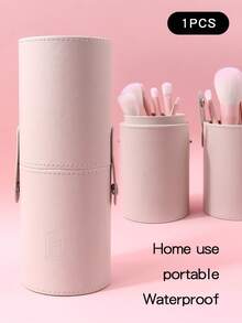 Large Capacity Makeup Brush Holder, Cosmetic Storage Box, Vanity Organizer, Makeup Brush Bucket, Beginner Makeup Storage Tool - Apricot - View 2