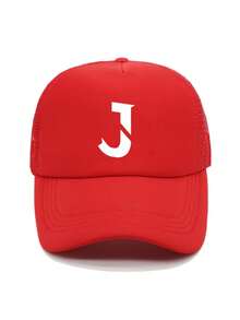 1件装时尚海绵帽 J 字母印花成人卡车司机帽棒球帽钓鱼帽趣味礼物帽男女通用春夏款 - 彩色 - 查看 7