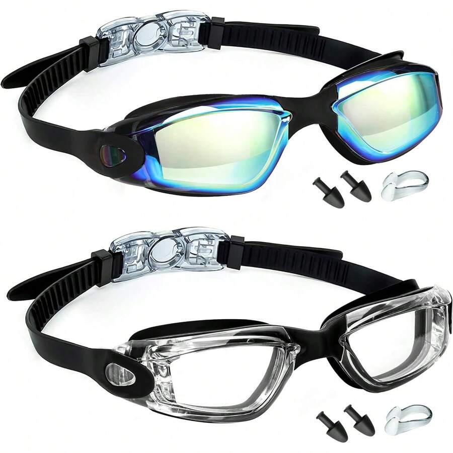 Adult Fitness Swim Goggles Comfortable Fit & View - Aqua & Clear - View 1