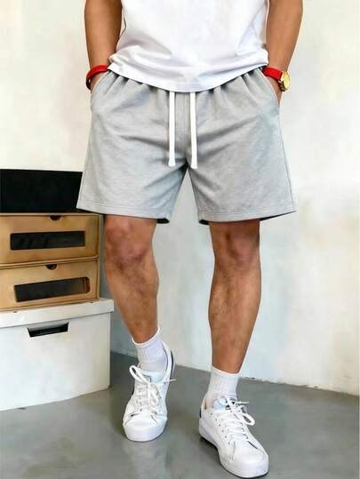 Quần short dệt kim nam mùa hè, quần short tập luyện rộng rãi, thoải mái cho chạy bộ, tập thể dục tại phòng gym.