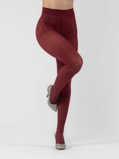 大码酒红色薄纱连裤袜 - 一份贴心的情人节礼物，简约而不失性感