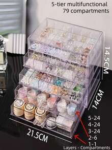 3/5 Tier Jewelry Storage Box, Transparent Dust-Proof Desktop Organizer For Necklaces, Earrings, Rings And Small Accessories - Multicolor - View 8
