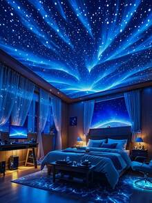 Romantic LED Lighting Fixture That Projects Starry Sky Effect, With Remote Control, Northern Lights Effect, Suitable For Bedroom Ceiling To Create Dreamy Ambiance And Aid Sleep - 多色光 - 查看 7