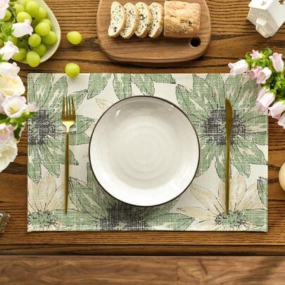 4 件套复古雏菊春季餐垫，12 x 18 英寸，季节性复古餐桌垫，适用于派对、厨房、餐厅装饰