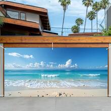 2D平面热带海滩车库门横幅，惊艳的户外装饰，无需安装，适合特殊活动 - 2 - 查看 1