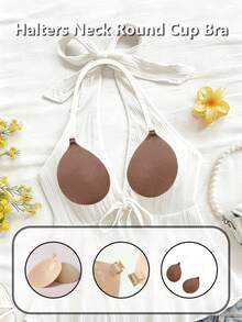 1件新款挂脖圆杯文胸 – 隐形自粘式聚拢文胸，配有可调节肩带，适合搭配挂脖上衣和露背连衣裙 - 彩色 - 查看 1