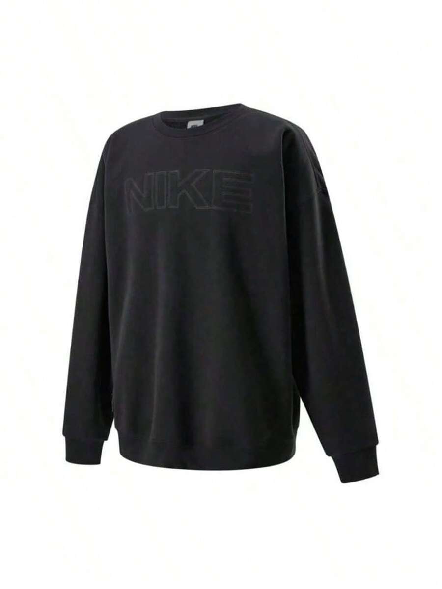 Nike New Men's Round Neck Sports Knitted Drop Shoulder Sweatshirt - Dark Grey - View 1
