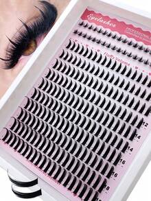 238片装尖头+下睫毛卡通风格假睫毛簇，动漫尖头假睫毛簇，长度6-18mm，DD/D卷翘仙女单簇假睫毛套装，自然妆效假睫毛 - D - 查看 10