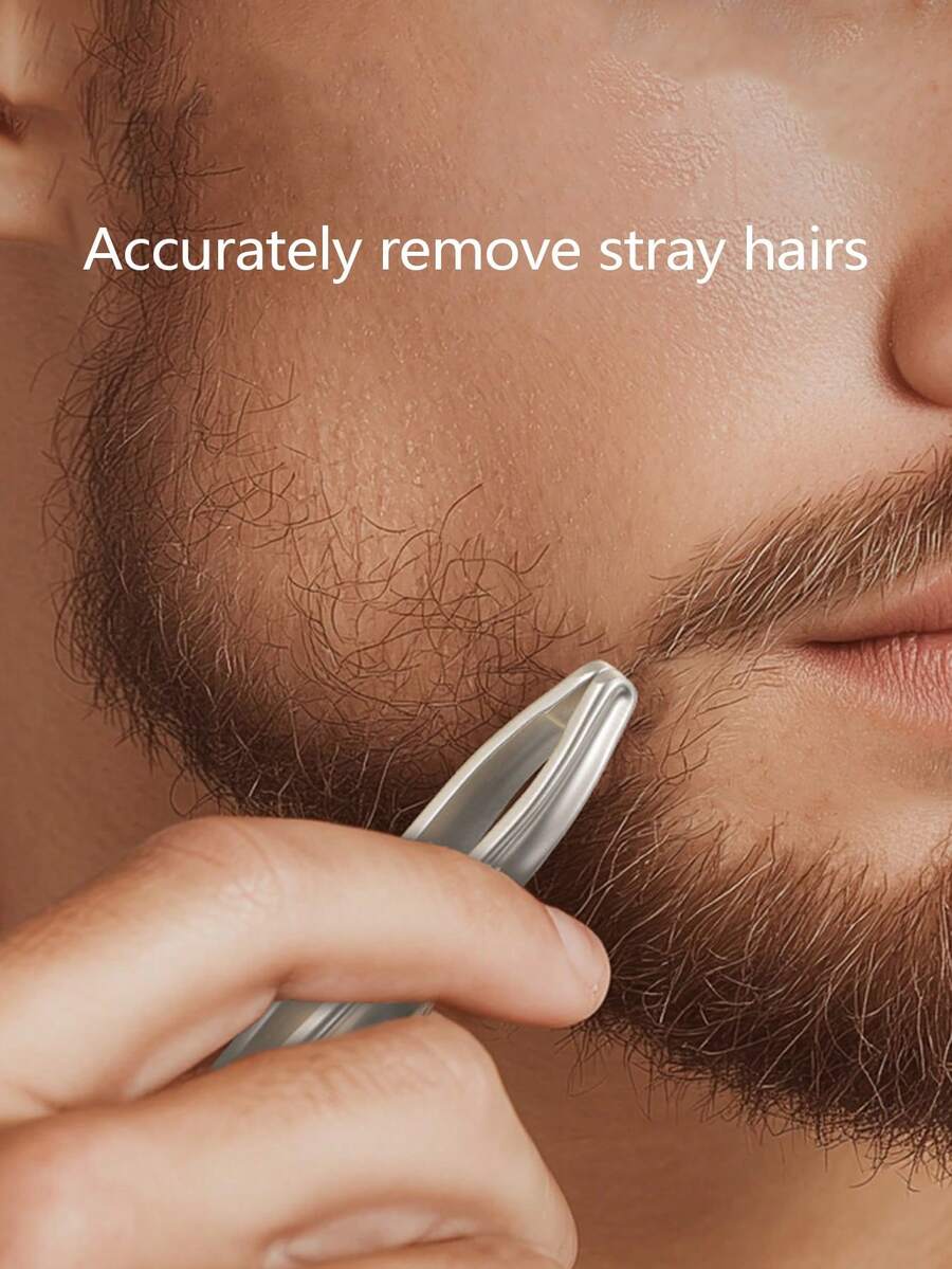 1支超薄精准扁头黑头、眉毛、睫毛、胡须镊子，眉毛修整工具，不锈钢材质，日常美容工具。情人节、节日、约会、外出和旅行的理想礼物。精美包装，方便携带和存放，是新年、派对和庆祝活动的完美之选。