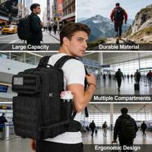 SEYATULLH Mochila táctica de 45L, bolsa militar para el ejército, para senderismo, escalada y camping al aire libre con bolsillo para botella - Multicolor - Ver 7