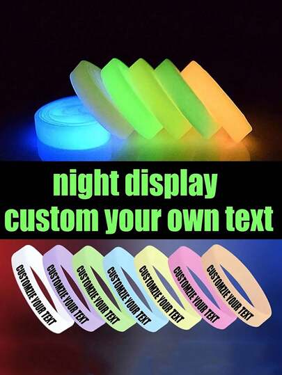 Customizable Silicone Glow Bracelet, Color Range From Vibrant Orange To Soft Pink, Suitable For Weddings, Bridal Parties, Housewarming Events, No Power Source Needed, Ideal Gift For Couples/Soulmates, Suitable For Christmas, Valentine's Day, Anniversaries, Unisex (Boyfriend/Girlfriend/Wife/Husband/Best Friend), Year-Round Wear
