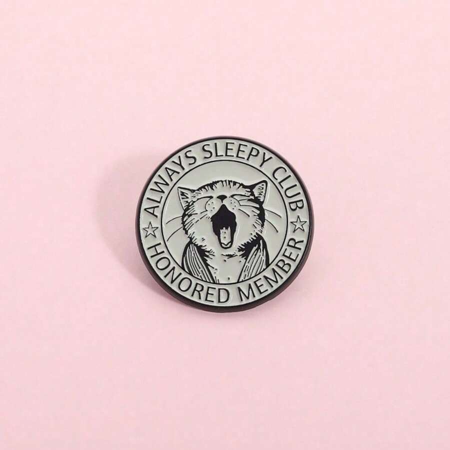 Sleepy Kitten Brooch Yawn Kitty Styling Badge ALWAYSSLEEPYCLUB Personality Lazy Decoration - QHXZ5364 - View 1