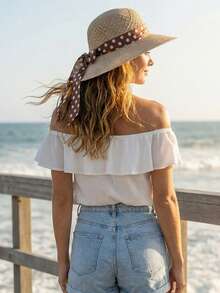 1pc, Ladies' Summer Straw Hat, Sunscreen Hat, Bucket Hat, Bohemian Style Hat, Suitable For Travel And Wearing - A - View 3