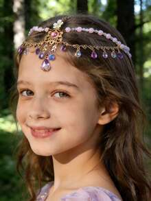 1pc Exotic Style Girl's Hair Accessory, Princess Headpiece, Pearl Headband, Princess Hair Chain - Multicolor - View 2