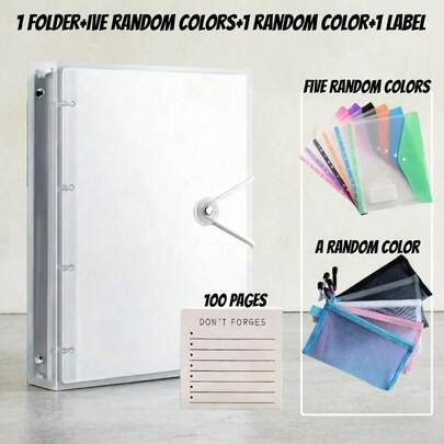مجموعة 8 قطع: 1 حافظة ملفات ملونة من البولي بروبلين مقاس A4 عالية الجودة + 5 حافظات ملفات ملونة قابلة للتوسيع ب- 11 فتحة مقاس A4 + 1 حقيبة أقلام ملونة عشوائية + 1 لصاقات مذكرات كبيرة، تصميم متعدد الوظائف وسعة كبيرة، مناسبة للمدرسة والمنزل والمكتب والعمل والسفر - تصميم محمول