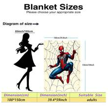 This Is A Marvel Spider-Man Themed Flannel Blanket, With Multiple Spider-Man Images And Web Elements Densely Arranged, Creating A Strong Visual Impact. The Main Color Scheme Is Red, Blue, And White, With Features Of Warmth And Softness. It Can Be Used As A Sofa Throw, Nap Blanket, Or Bedding Decoration. - Beige - View 18