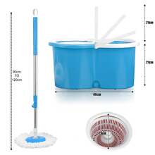 Crystals 360° Rotating Spin Mop & Bucket Set – Magic Floor Cleaner With 2 Microfibre Heads (Blue) - Mop Bucket - View 2
