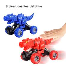 适合3岁以上儿童的可伸缩恐龙玩具，趣味卡通造型，双向可伸缩，亲子互动玩具，双向惯性驱动，无需电池 - 彩色 - 查看 4