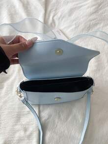 Sweet Lace Bow Pearl Mini Handbag Shoulder Bag - Baby Blue - View 7