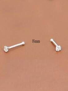 1 Đôi khuyên mũi bạc 925 đính đá Cubic Zirconia cổ điển (6-10mm), bạc không gây dị ứng, phù hợp cho nữ giới đeo hàng ngày, hẹn hò, du lịch, đám cưới, tiệc tùng, quà tặng ngày lễ. - Bạc - Xem 14