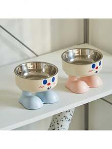 Cartoon High-Foot Cat Bowl, Design, Anti-Tipping, Protect Pet's Neck, Suitable For Dogs And Cats, Stainless Steel Dishware, High-Aesthetic, Dog Bowl, For Tabletop/Floor, Beloved Pet Gift - 300ml - View 4