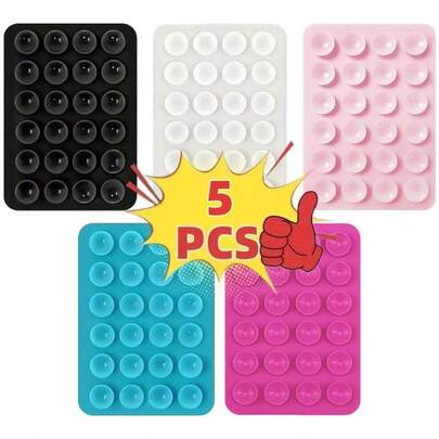 5pcs Silicone Phone Grip, Anti-Slip Silicone Phone Stand With Adhesive, Phone Case Hanger, Hands-Free For Selfie And Video, Multifunctional Phone Accessories Fit All Models