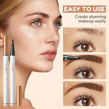Lápiz de cejas, maquillaje en gel natural de larga duración para cejas, lápiz de tatuaje con punta de 4 puntas para microblading 3D, lápiz de cejas resistente al agua (4PCS) - Negro - Ver 5