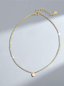 1pc S925 Sterling Silver Sweet & Cute Cubic Zirconia Heart Pendant Necklace For Women, Elegant Versatile Romantic Dainty Choker, Valentine's Day Gift - Love - View 4